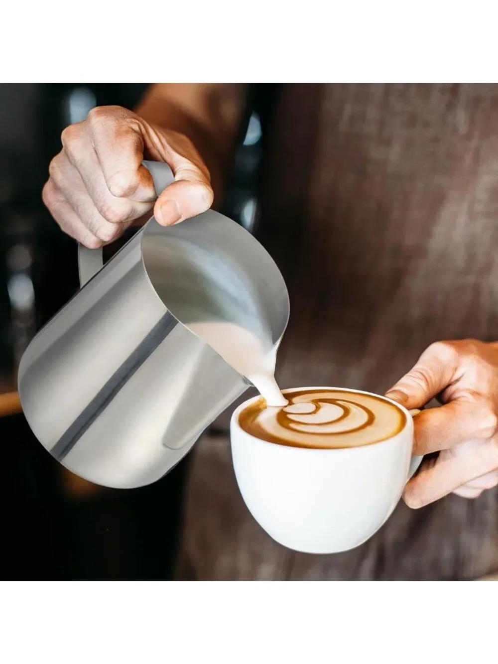 4 Pcs Milk Frothing Pitcher Set - 20 oz Stainless Steel, Silver Coffee Tools
